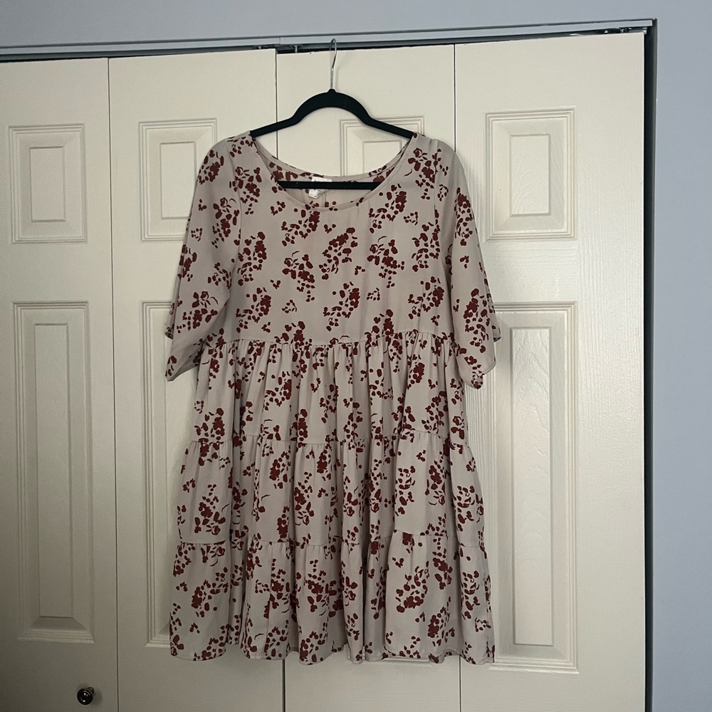 Cream and Red Flutter Sleeve Mini Sundress